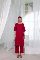 Deep Crimson Monofloral Kurta - CiceroniKurta, Everyday WearSilai Studio