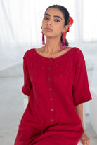 Deep Crimson Monofloral Kurta - CiceroniKurta, Everyday WearSilai Studio