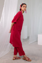 Deep Crimson Monofloral Kurta - CiceroniKurta, Everyday WearSilai Studio