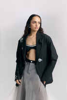 Denim Block Print Blazer - CiceroniBlazerPriyanca Khanna