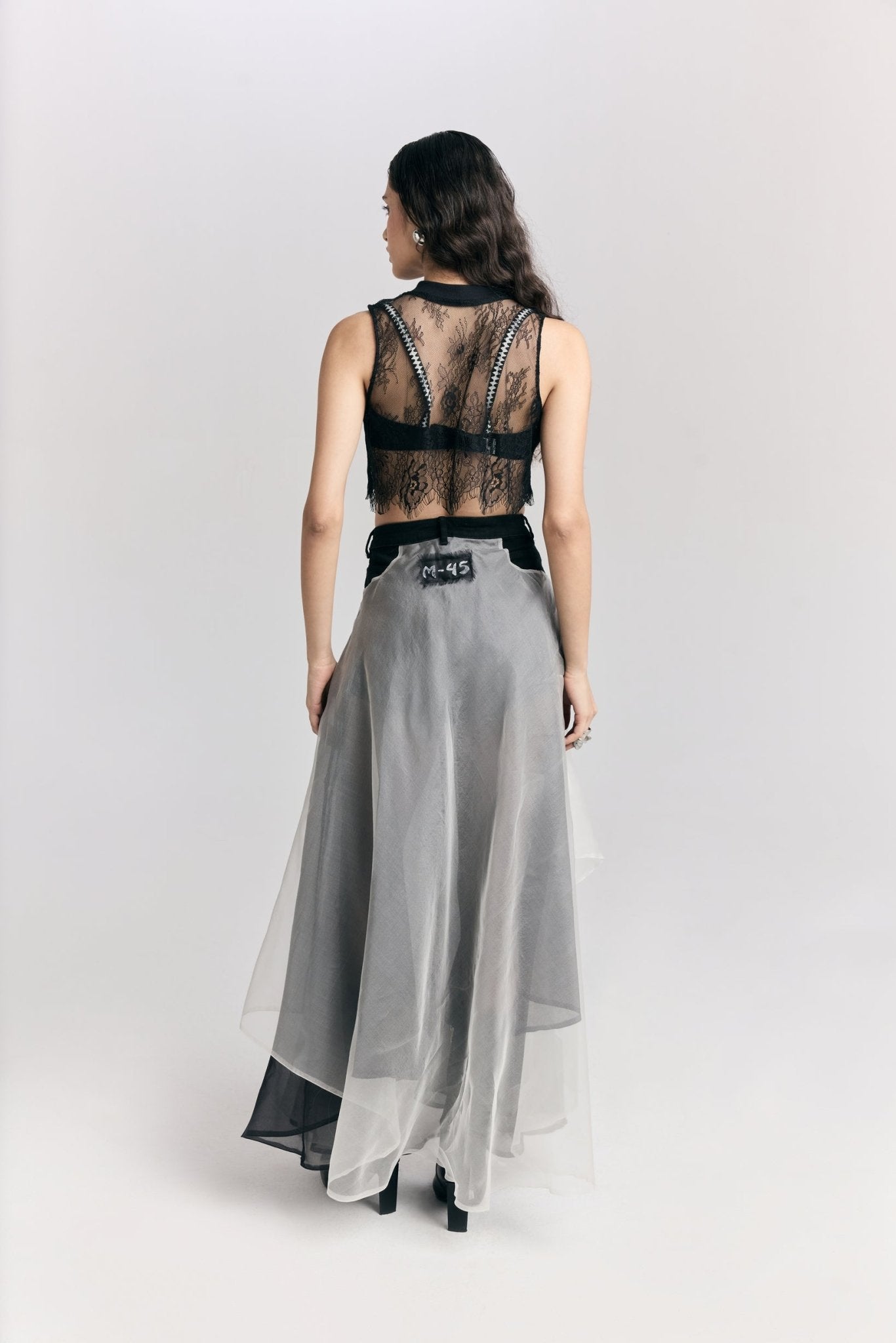 Denim Organza Skirt - CiceroniSkirtPriyanca Khanna