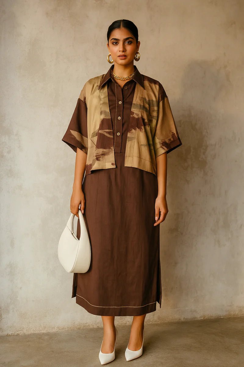 Desert Mirage Kimono with Shirt Dress - CiceroniDressesArtbeats by Keerthana