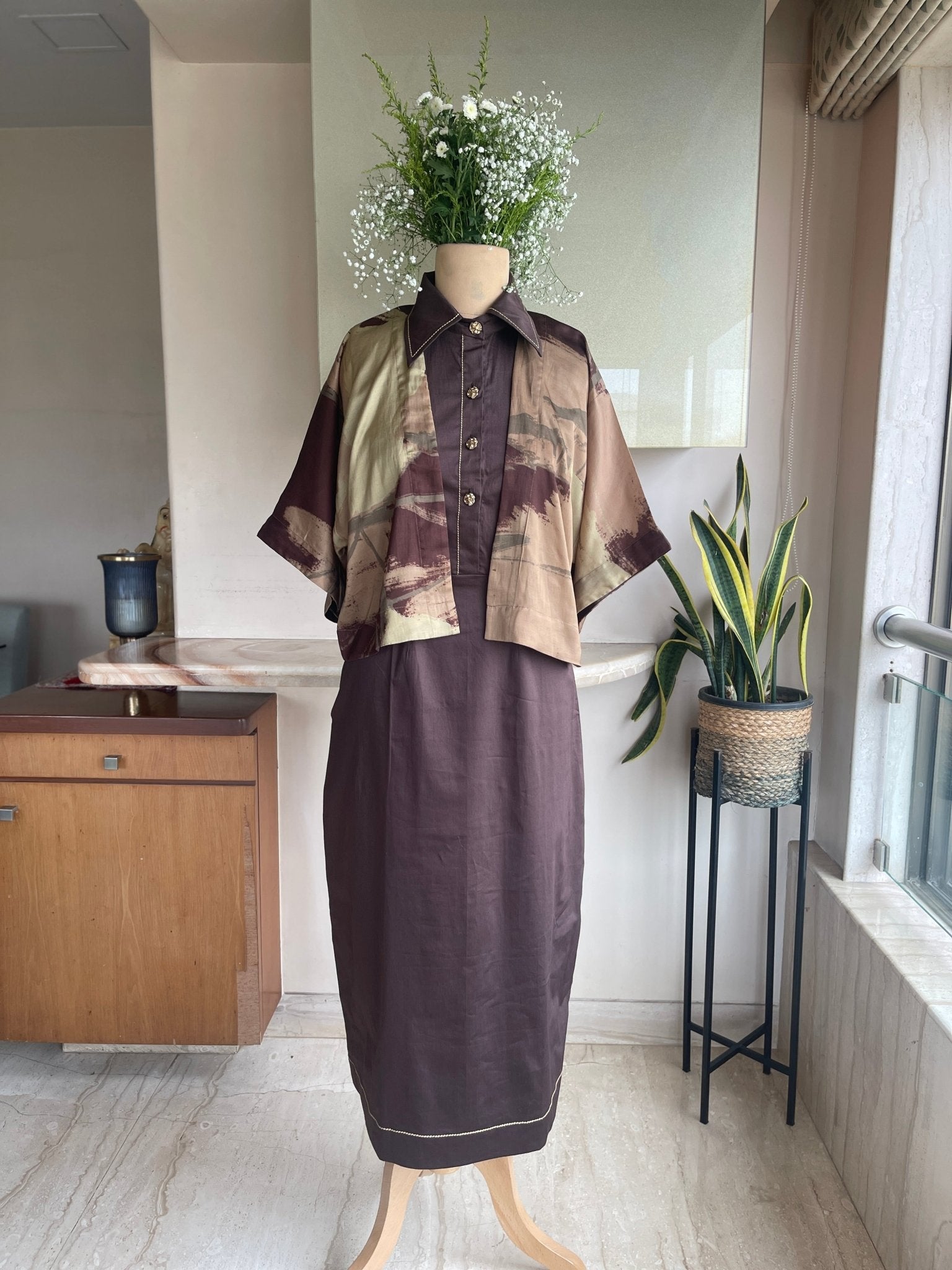 Desert Mirage Kimono with Shirt Dress - CiceroniDressesArtbeats by Keerthana