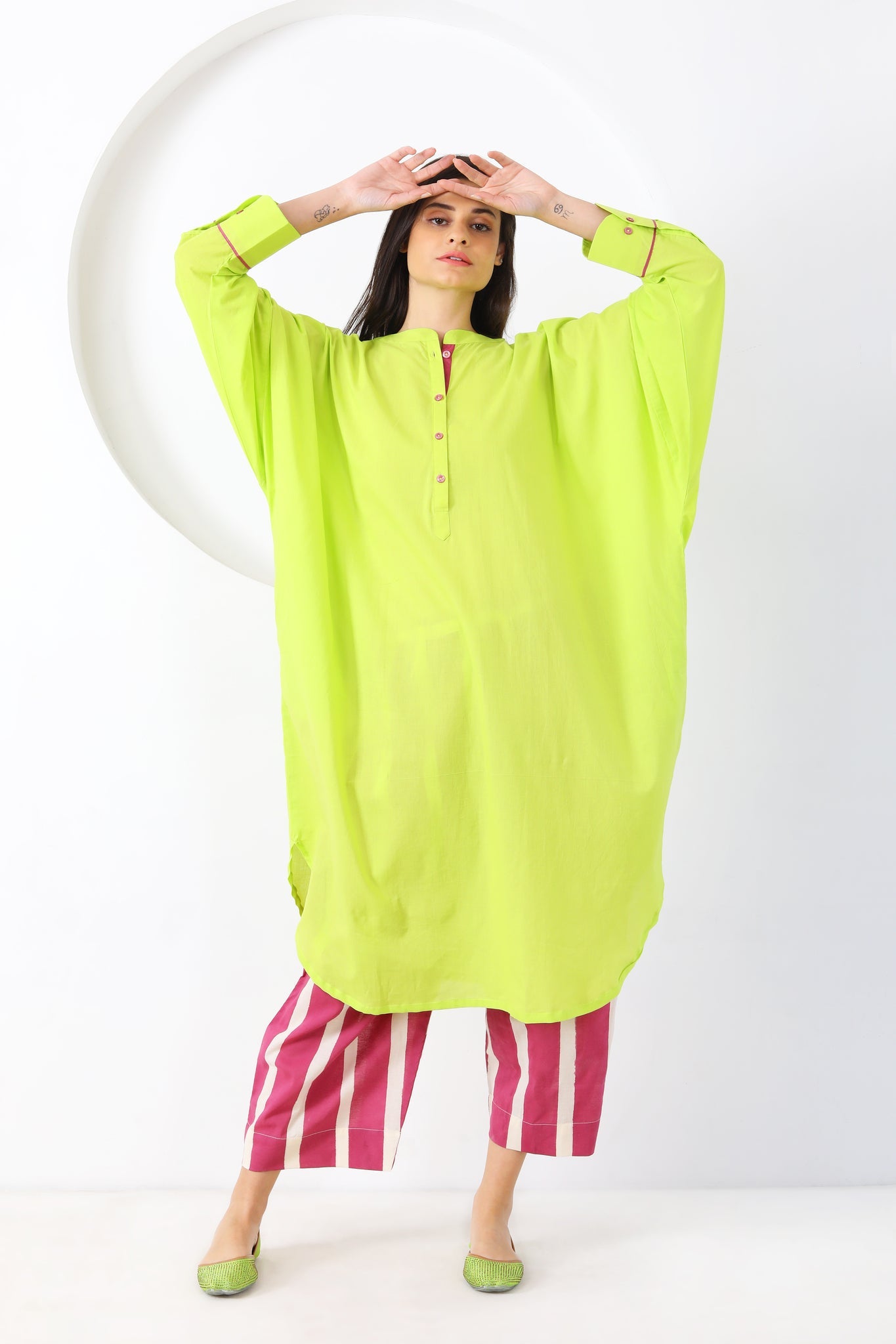 Dhaari Co - ord Set - Lime Green - CiceroniKurta Set, Everyday WearSheetal Joshi Verma