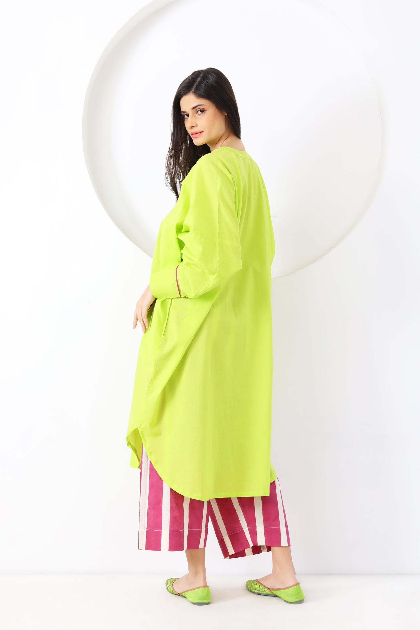 Dhaari Co - ord Set - Lime Green - CiceroniKurta Set, Everyday WearSheetal Joshi Verma