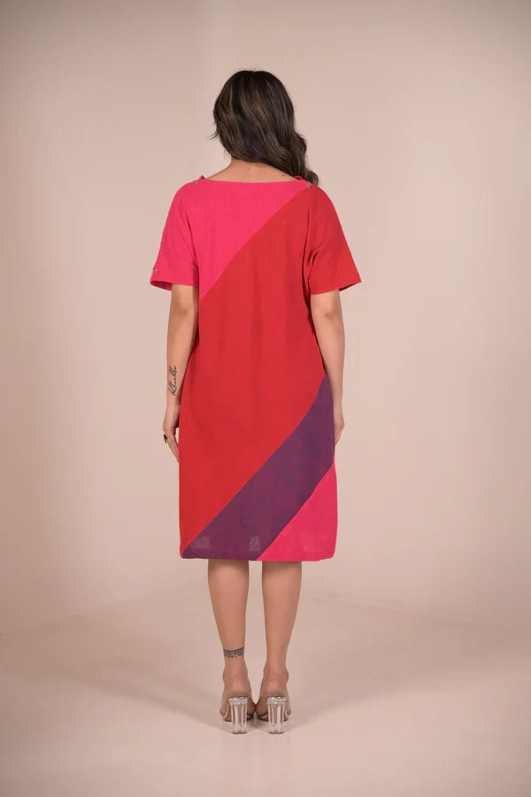 Dress, in cowl neck with hand embroidery accents - CiceroniDressesRang by Rajvi