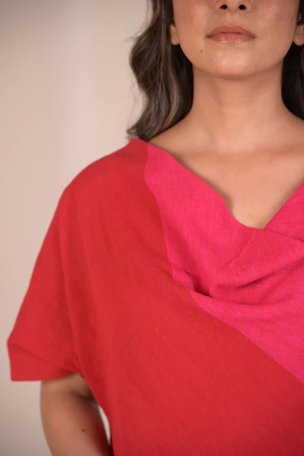 Dress, in cowl neck with hand embroidery accents - CiceroniDressesRang by Rajvi