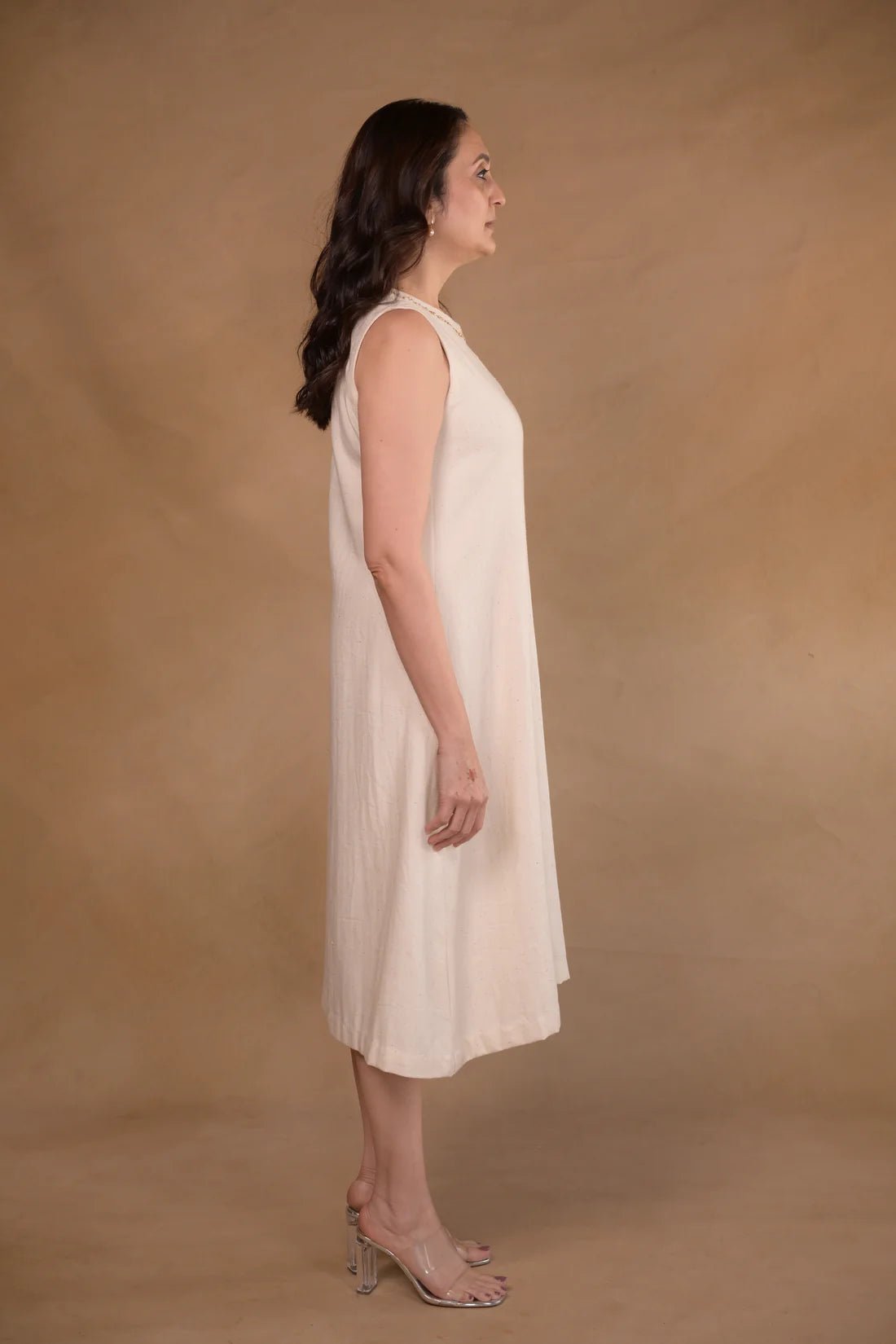 Dress, in herringbone weave with hand embroidery - CiceroniDressesRang by Rajvi