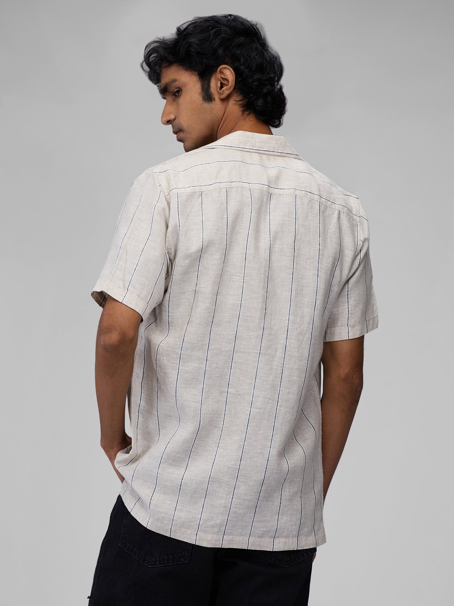 Dune Stripe 100% Linen Cuban Collar Shirt - CiceroniMen Shirtsbhrāta