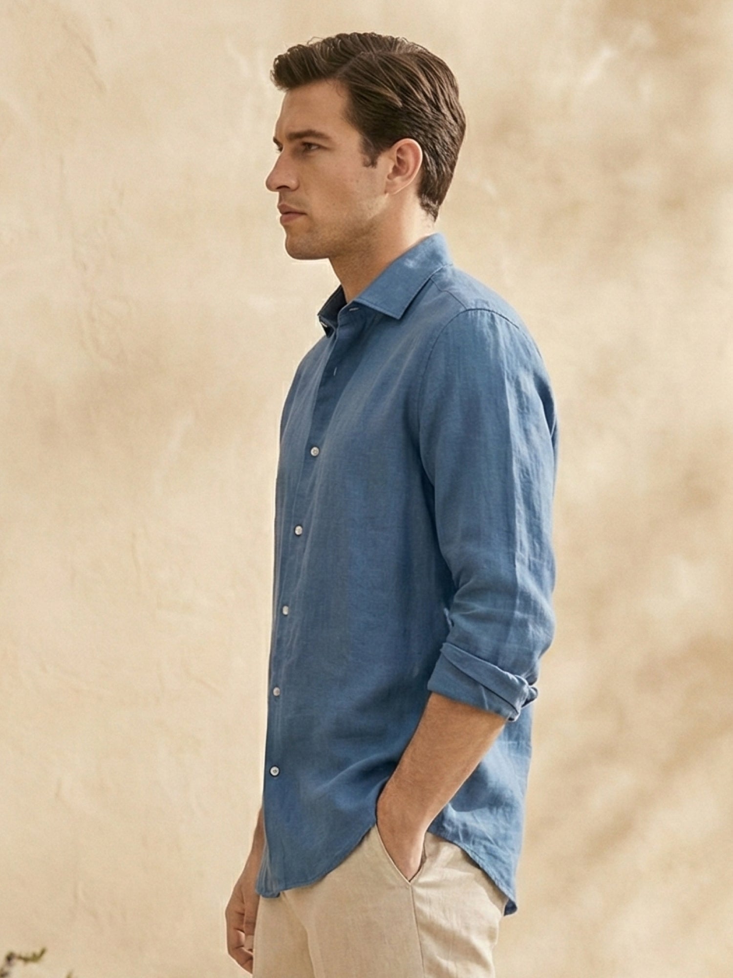Dusty Blue 100% Pure Linen Shirt - CiceroniMen Shirtsbhrāta