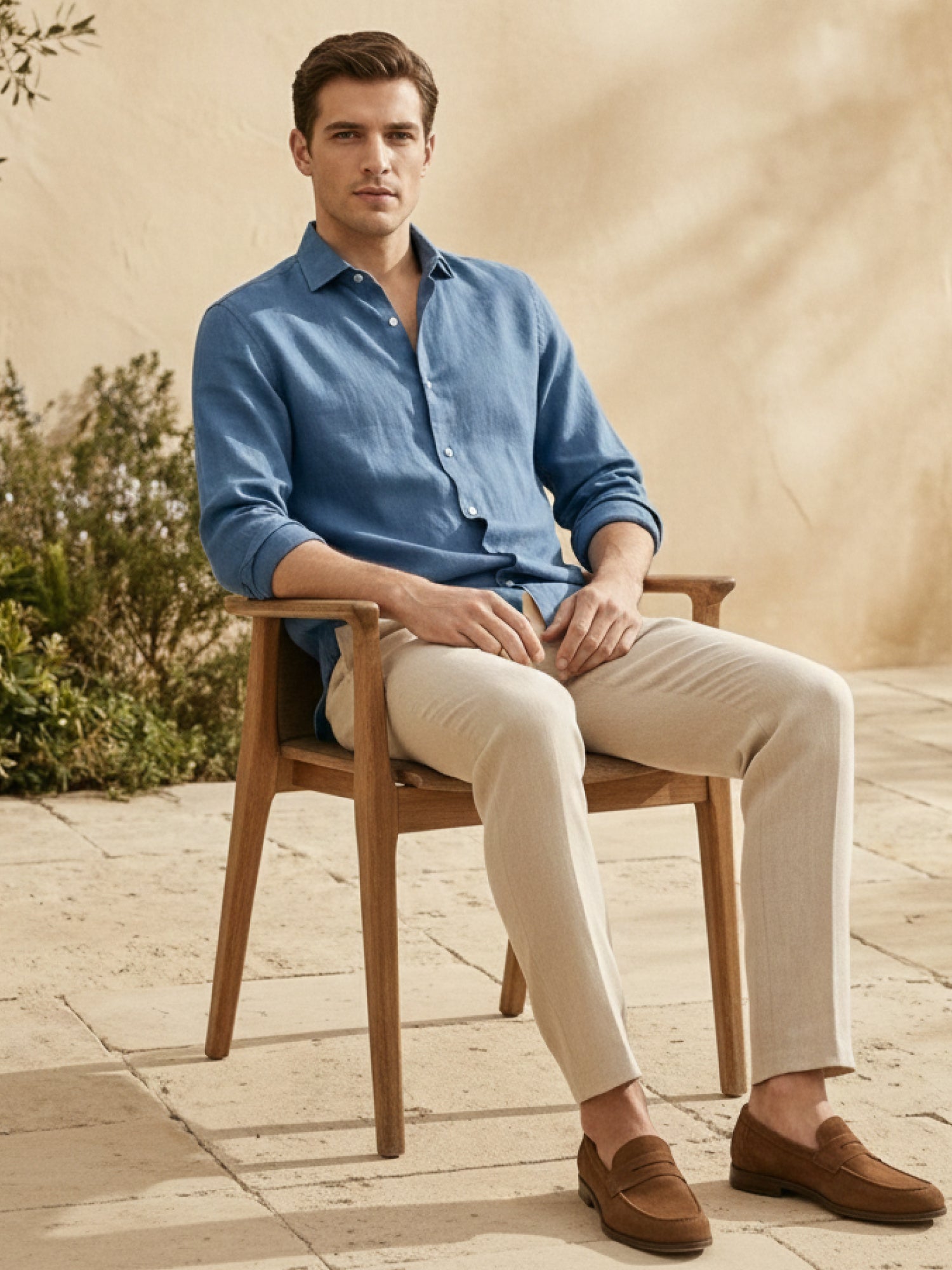 Dusty Blue 100% Pure Linen Shirt - CiceroniMen Shirtsbhrāta