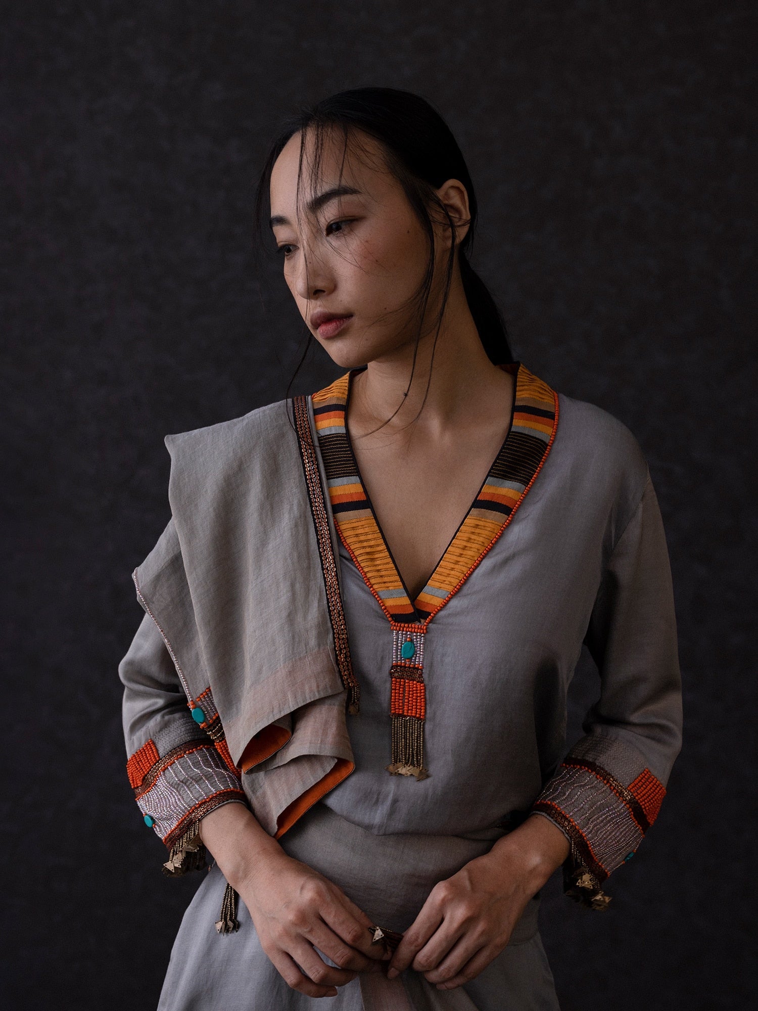 Dzong Grey Kurta - CiceroniKaftanShades of India