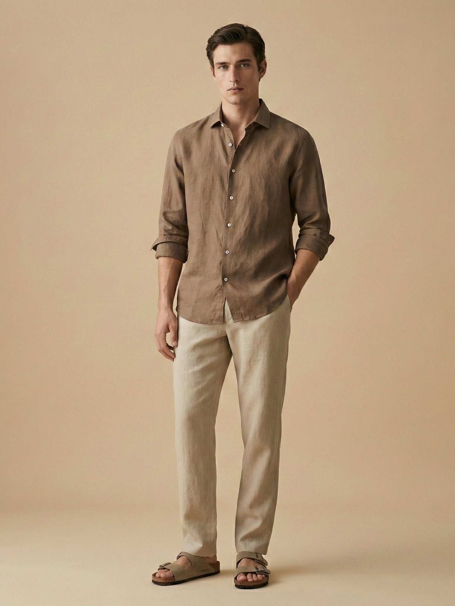 Earth Brown 100% Pure Linen Shirt - CiceroniMen Shirtsbhrāta