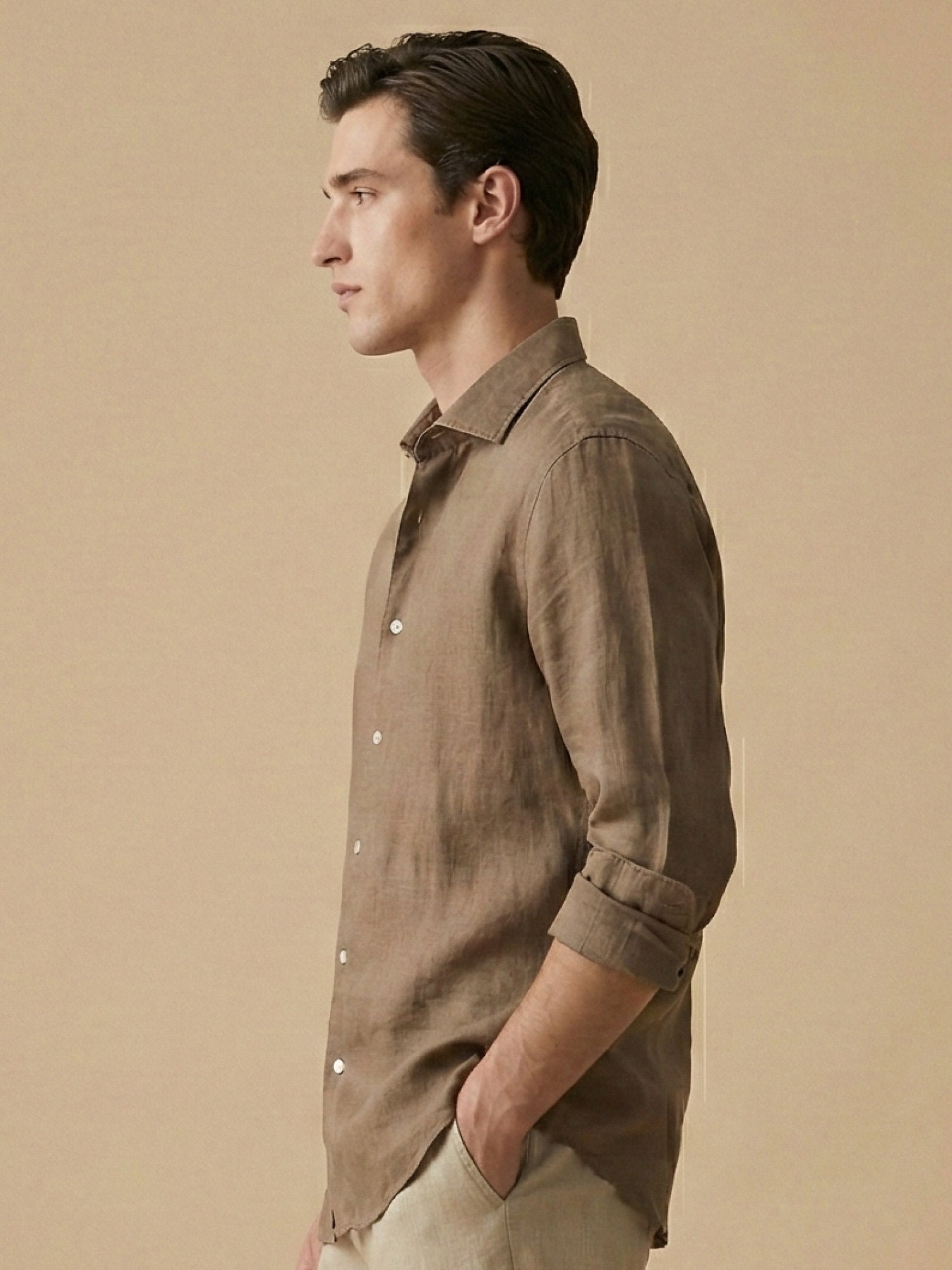Earth Brown 100% Pure Linen Shirt - CiceroniMen Shirtsbhrāta
