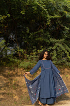 Earthy Blue Kurta Set with Dupatta - CiceroniKurta Set, Everyday WearMaidaan