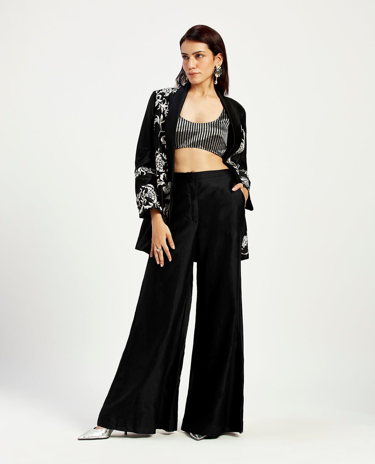 Ebony - Tendril Embroidered Jacket and Pant Set - CiceroniCo - ord SetMadder Much