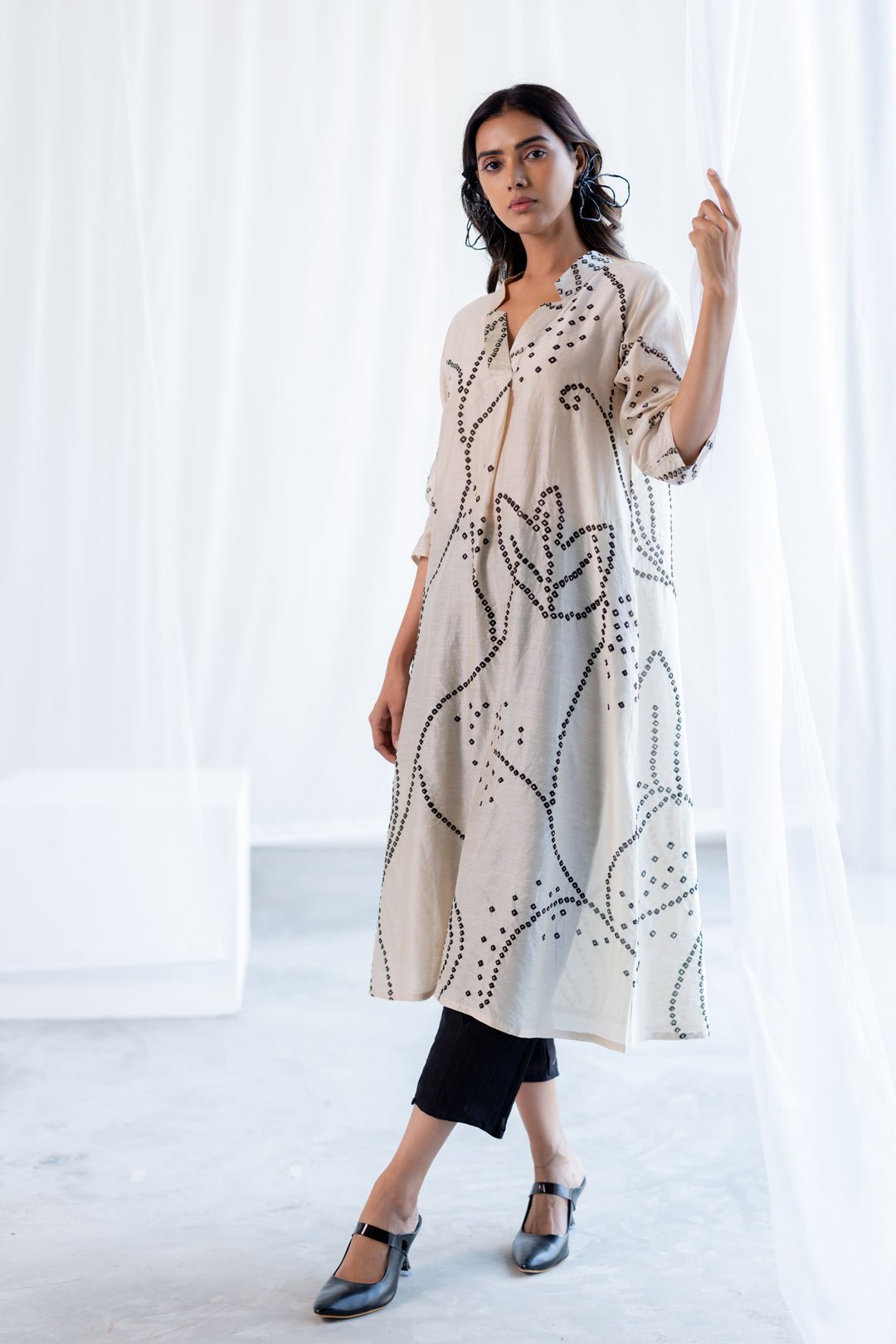 Ecru Bandhani Kurta - CiceroniKurta, Everyday WearSilai Studio