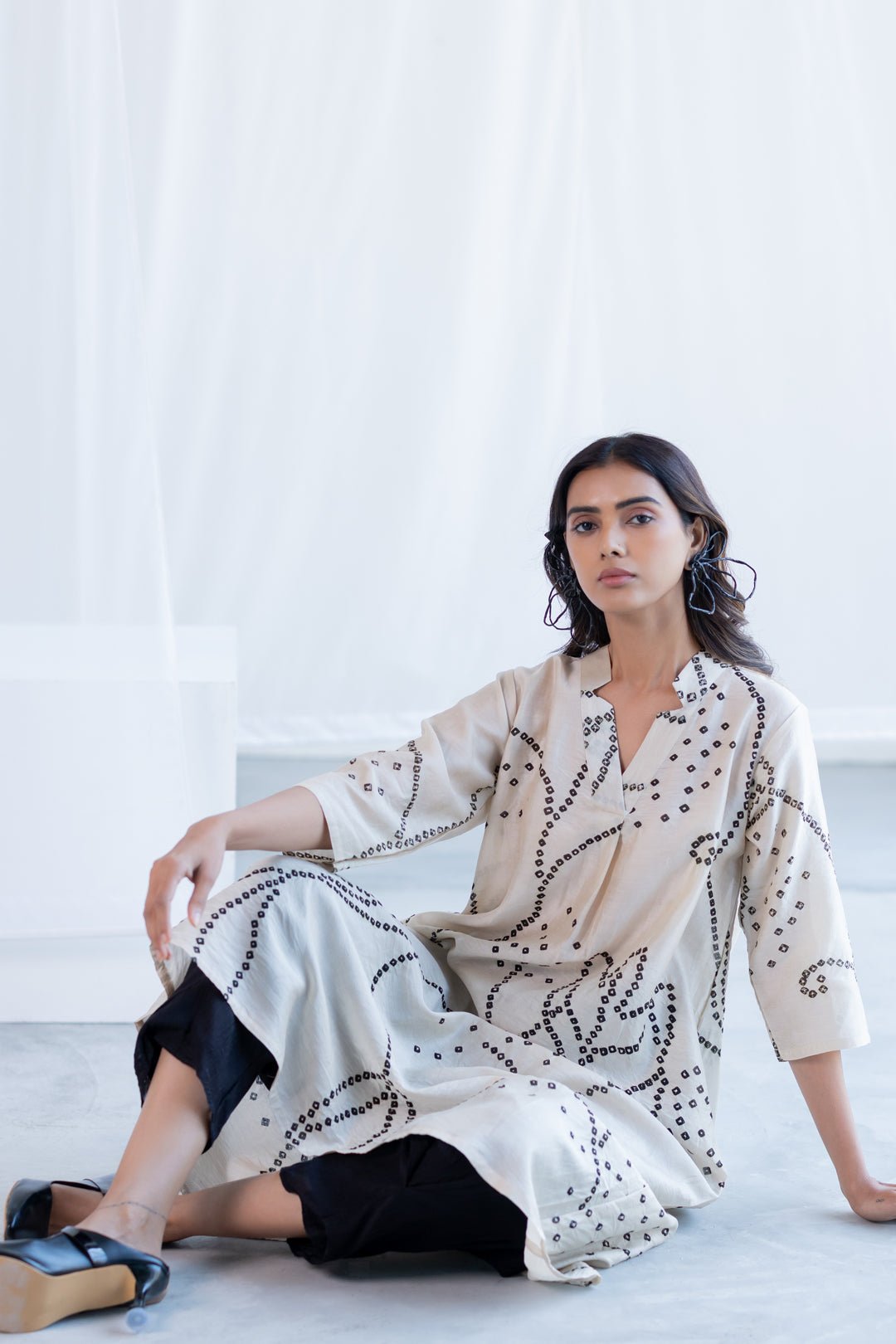 Ecru Bandhani Kurta - CiceroniKurta, Everyday WearSilai Studio