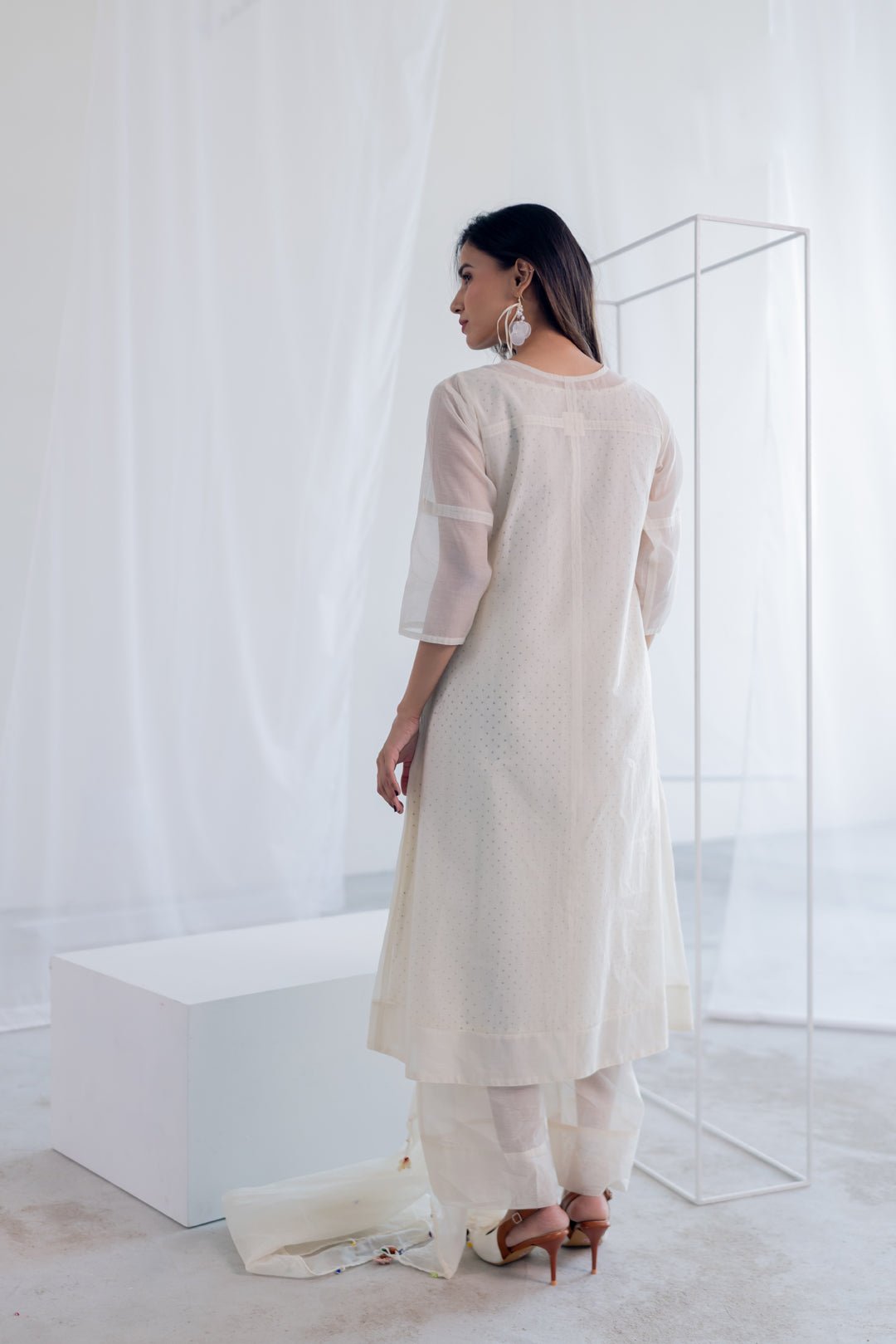 Ecru Chanderi Polka Kurta - CiceroniKurta, Everyday WearSilai Studio