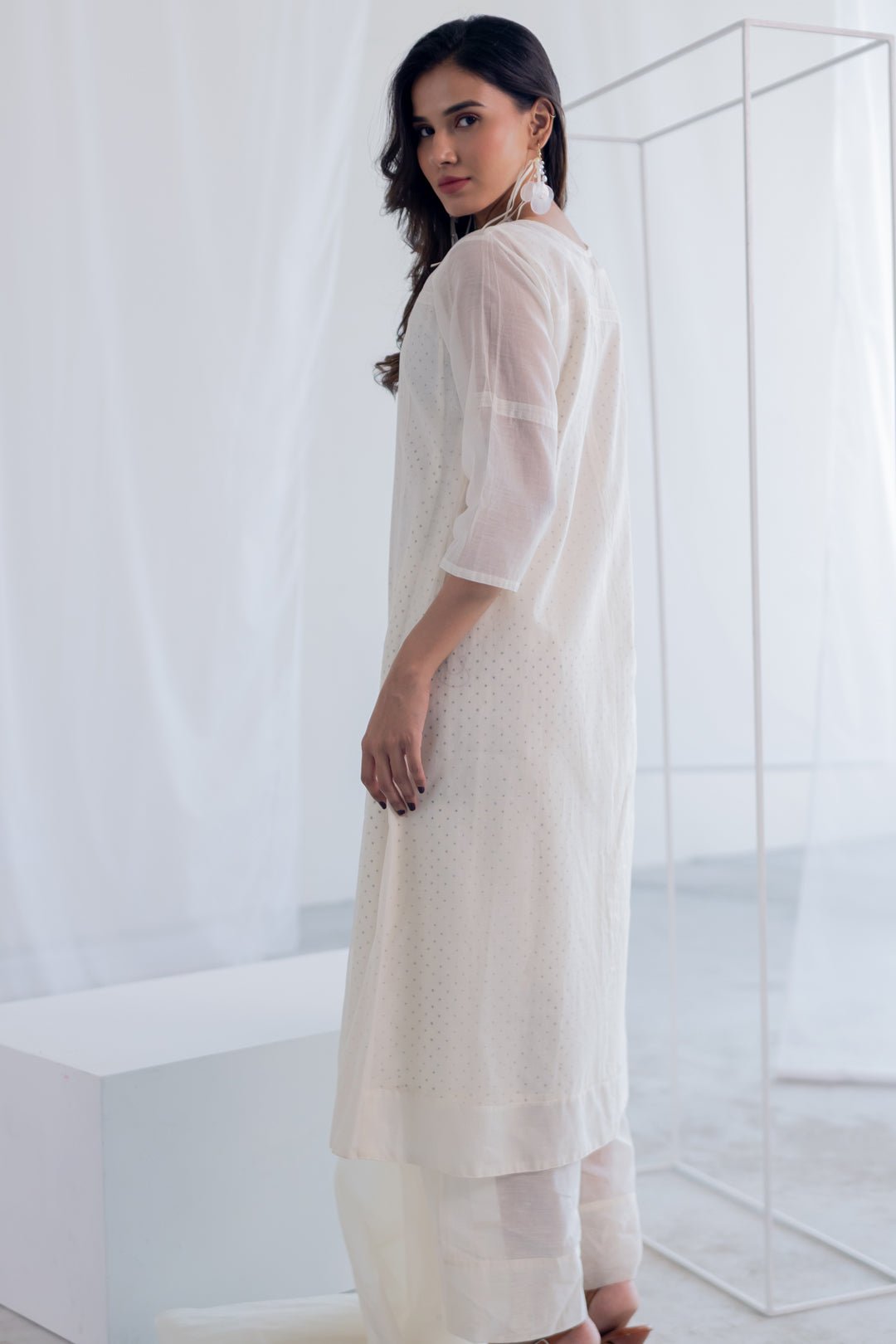 Ecru Chanderi Polka Kurta - CiceroniKurta, Everyday WearSilai Studio