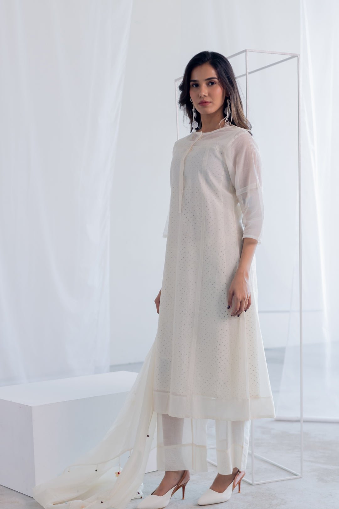 Ecru Chanderi Polka Kurta - CiceroniKurta, Everyday WearSilai Studio
