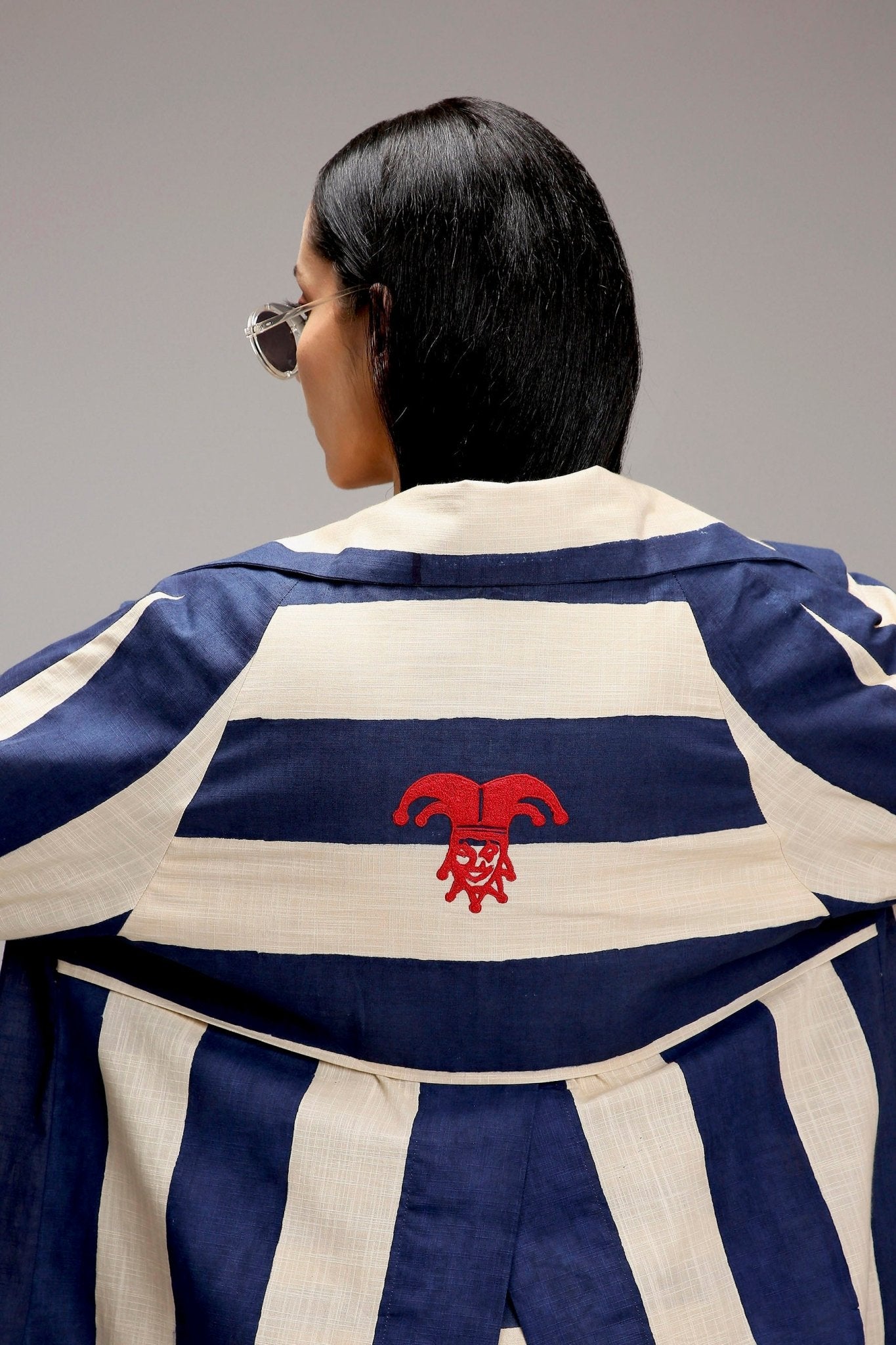 Egg-Shell Big Striped Trench Jacket - CiceroniJacketsMATI