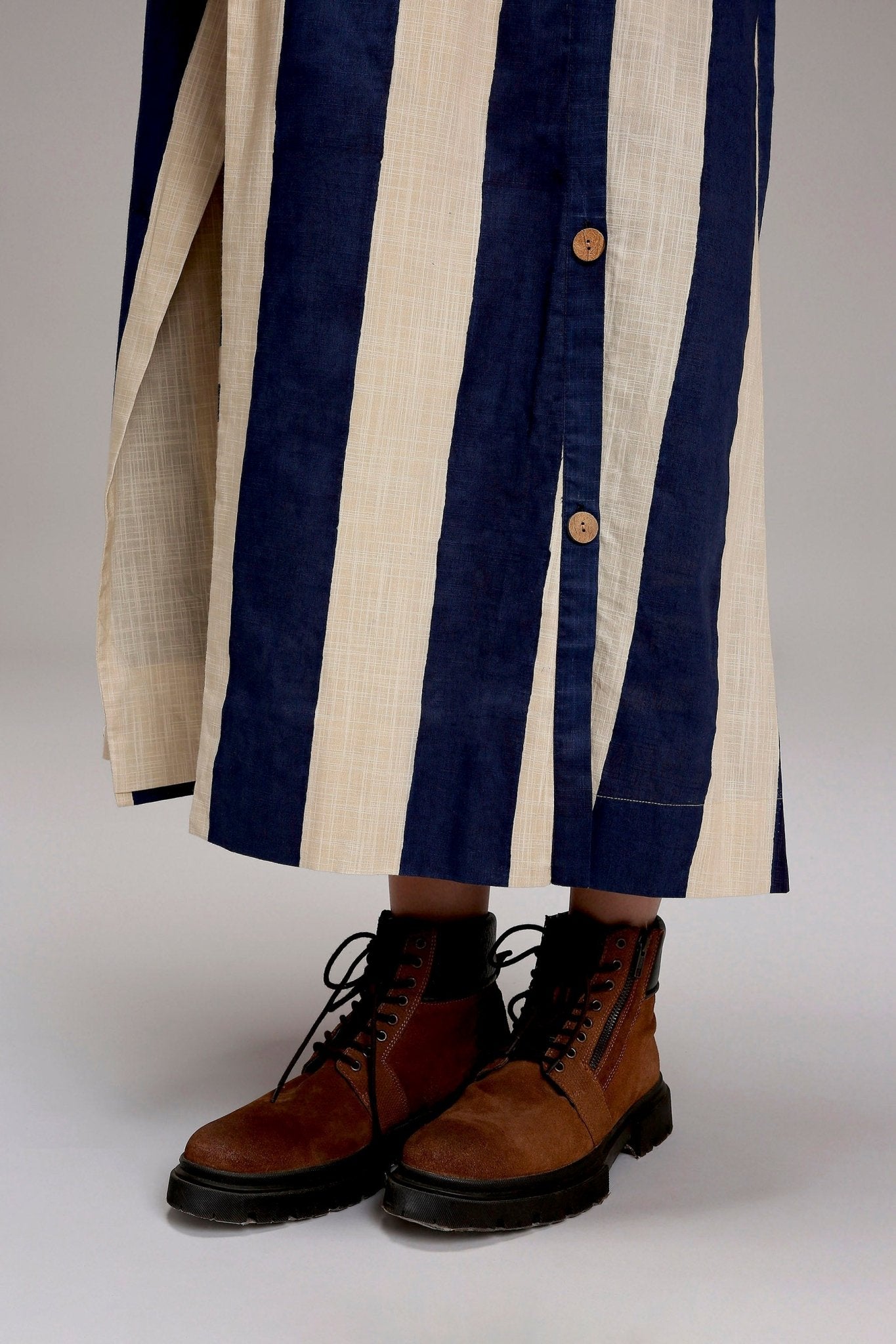 Egg-Shell Big Striped Trench Jacket - CiceroniJacketsMATI