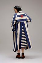 Egg-Shell Big Striped Trench Jacket - CiceroniJacketsMATI