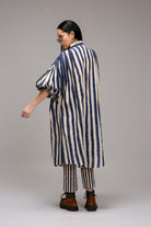 Egg-Shell Blue Striped Baha Tunic Set (2 PCS) - CiceroniKurta Set, Everyday WearMATI