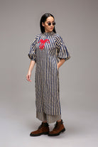 Egg-Shell Blue Striped Big Joker Tunic Set (2 PCS) - CiceroniKurta Set, Everyday WearMATI