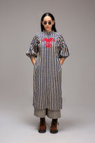 Egg-Shell Blue Striped Big Joker Tunic Set (2 PCS) - CiceroniKurta Set, Everyday WearMATI