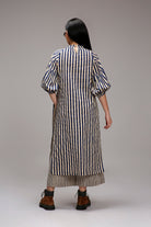 Egg-Shell Blue Striped Big Joker Tunic - CiceroniKurta, Festive WearMATI