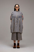 Egg-Shell Blue Striped Short Acra Tunic Set (2 PCS) - CiceroniKurta Set, Everyday WearMATI