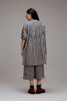 Egg-Shell Blue Striped Short Acra Tunic Set (2 PCS) - CiceroniKurta Set, Everyday WearMATI