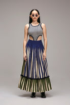Egg-Shell Bodysuit Dual Striped Skirt Set (2 PCS) - CiceroniSkirt SetMATI
