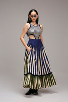 Egg-Shell Bodysuit Dual Striped Skirt Set (2 PCS) - CiceroniSkirt SetMATI
