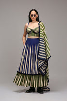 Egg-Shell Corset Dual Striped Stole Skirt Set (3 PCS) - CiceroniSkirt SetMATI
