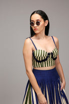 Egg-Shell Corset Dual Striped Stole Skirt Set (3 PCS) - CiceroniSkirt SetMATI