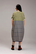 Egg-Shell Green & Blue Dual Striped Dress - CiceroniDressesMATI