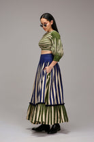 Egg-Shell Striped Crop Top & Skirt Set (2 PCS) - CiceroniSkirt SetMATI