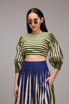 Egg-Shell Striped Crop Top & Skirt Set (2 PCS) - CiceroniSkirt SetMATI