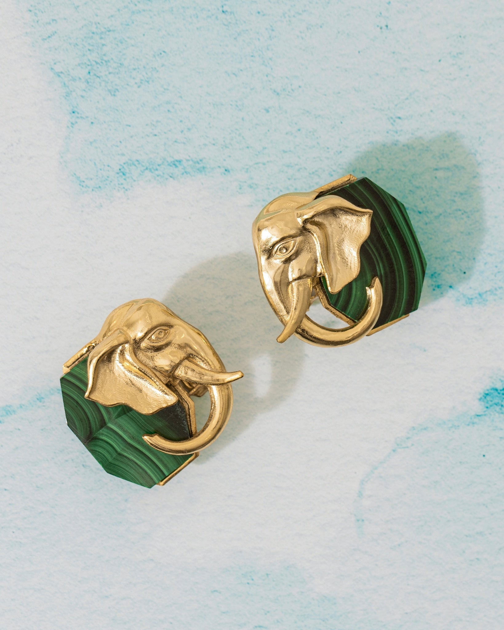 Ele Malachite Gold Studs - CiceroniEarringUnbent