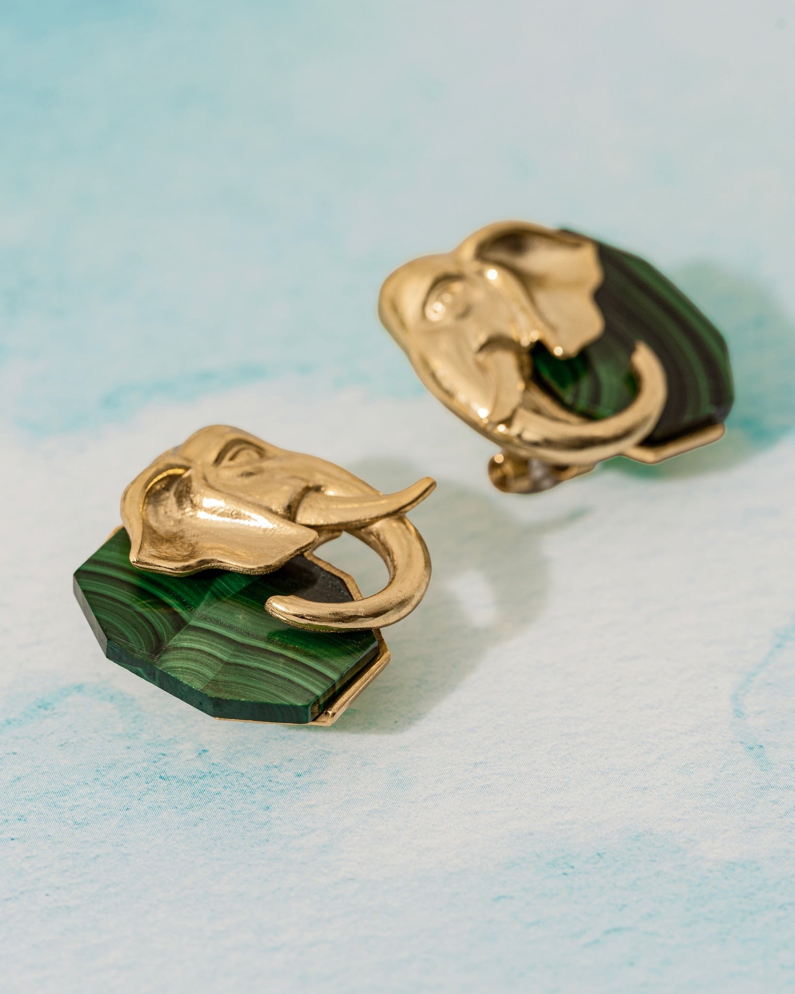 Ele Malachite Gold Studs - CiceroniEarringUnbent