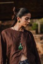 Ele Malachite Gold Studs - CiceroniEarringUnbent