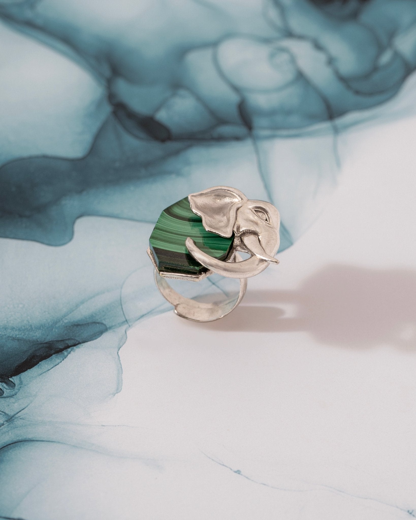 Ele Malachite Silver Ring - CiceroniRingUnbent