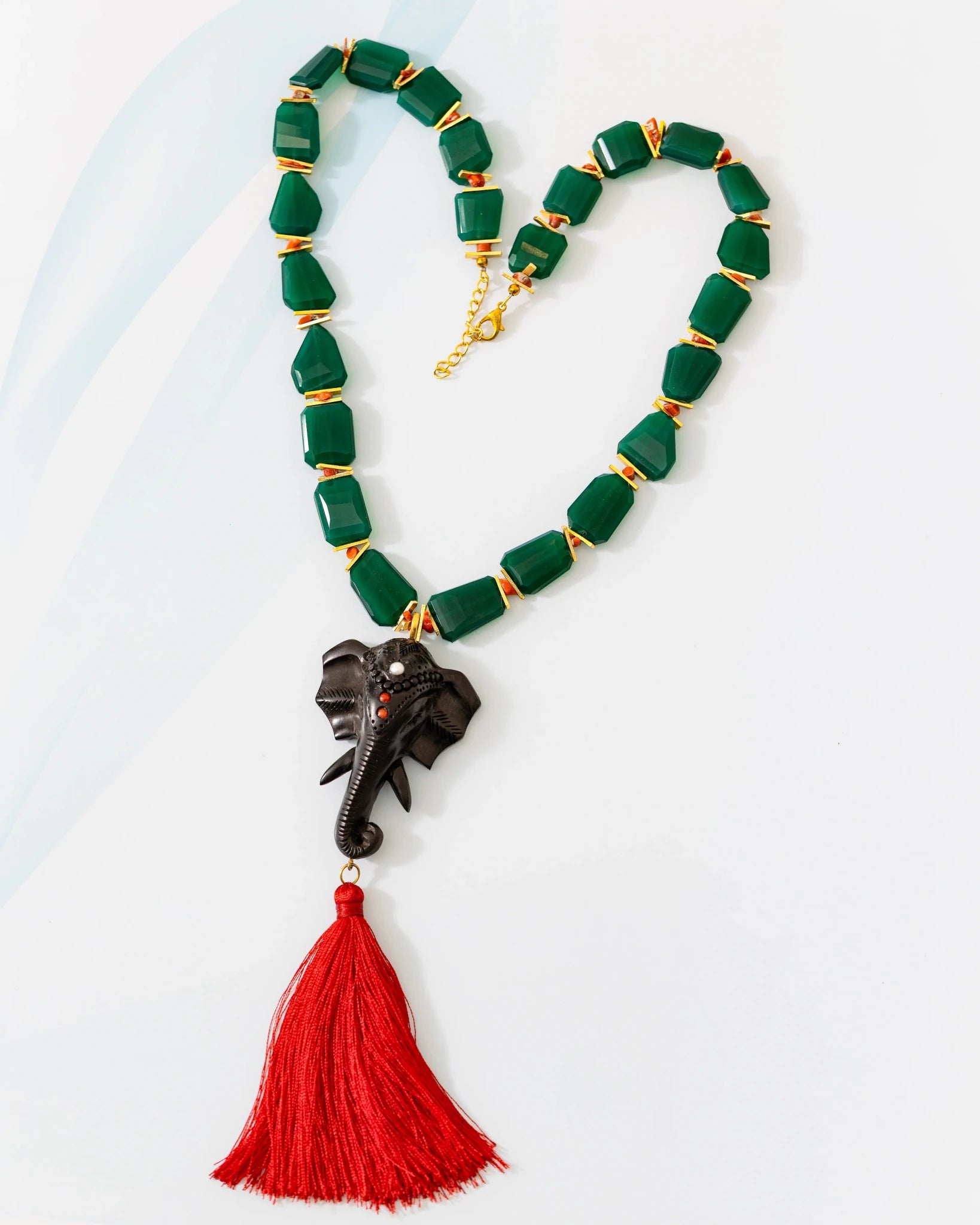 Elephant Lariat in Ebony - CiceroniNecklaceUnbent