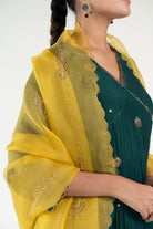 Emerald Green Angarkha Set with Shama Odhani - CiceroniKurta Set, Festive WearNirjara