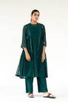 Emerald Green Baadal Kurta (Set of 2) - CiceroniKurta Set, Festive WearNirjara