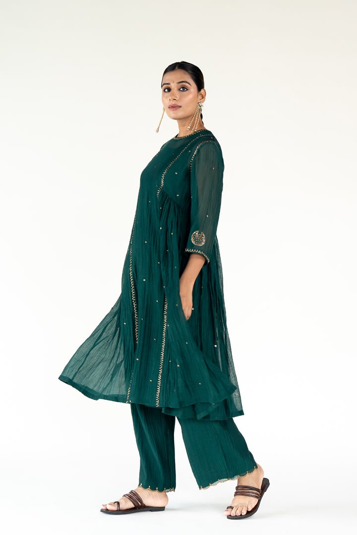 Emerald Green Baadal Kurta (Set of 2) - CiceroniKurta Set, Festive WearNirjara