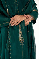 Emerald Green Baadal Kurta Set with Shama Odhani - CiceroniKurta Set, Festive WearNirjara